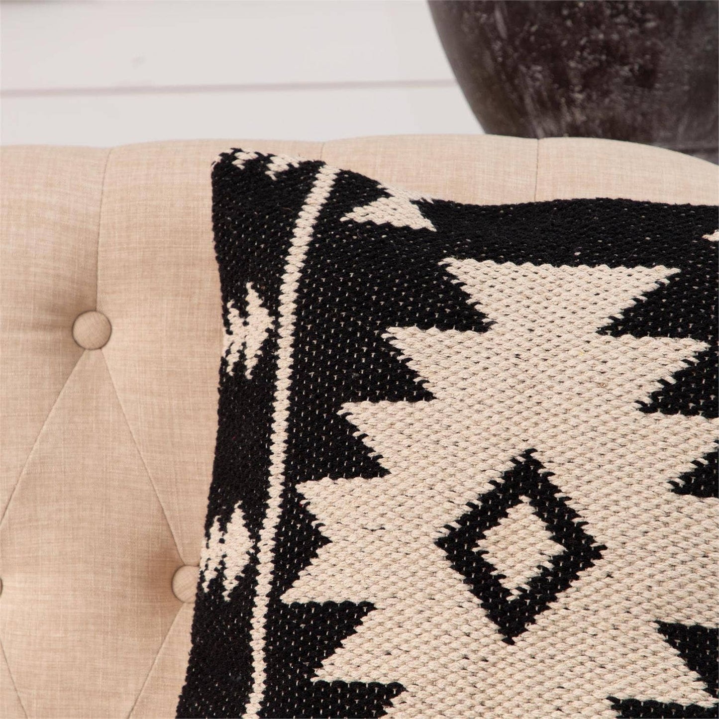 Pillow - Black And Cream Kilim