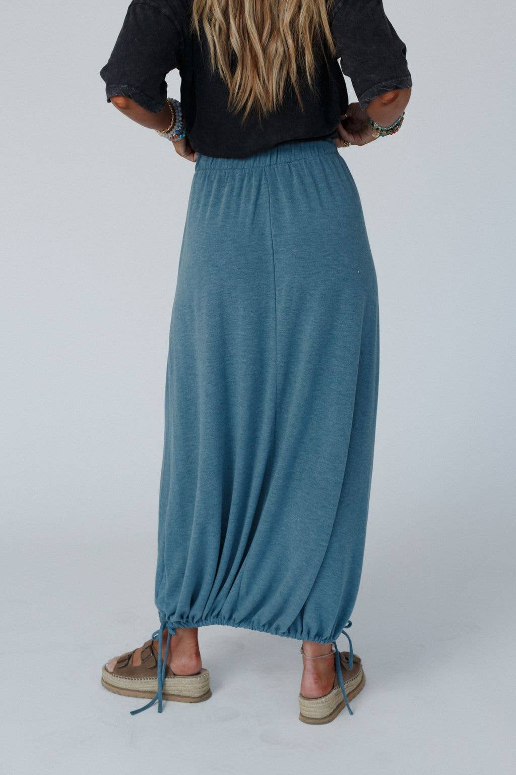 All In Drawstring Maxi Skirt - Teal