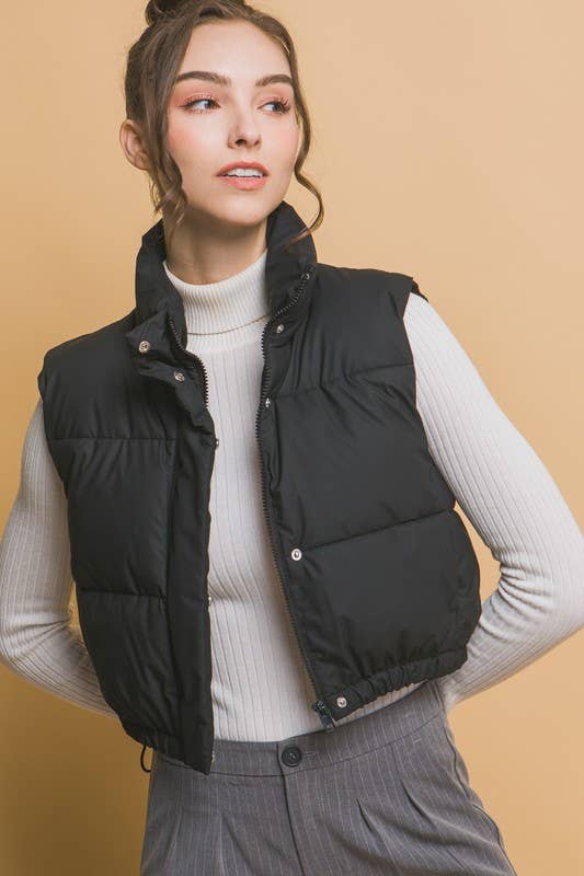 Cropped Puffer With Pockets