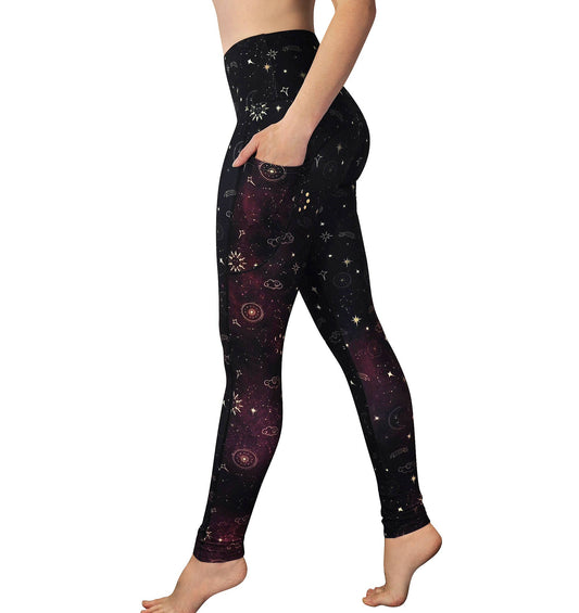 "Stardust" Celestial Galaxy Print Yoga Pants w Pockets