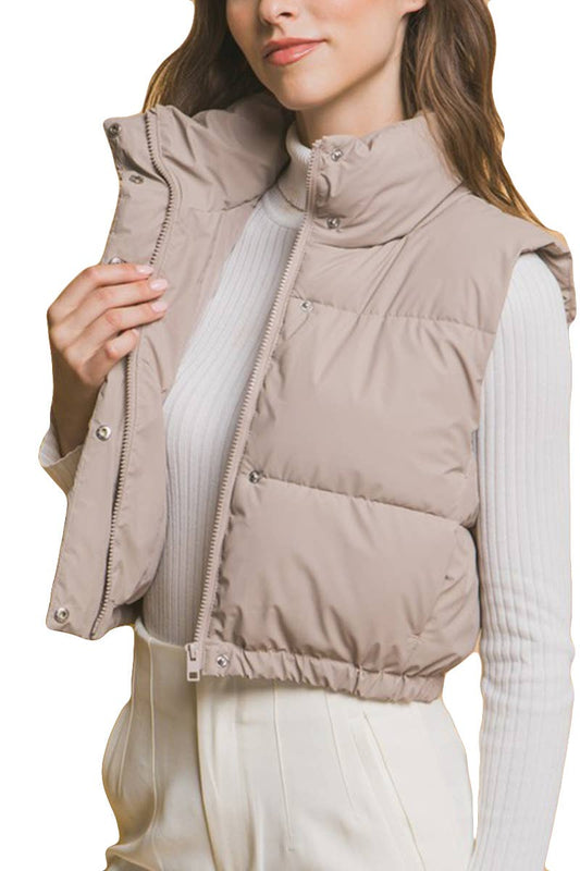 Cropped Puffer With Pockets