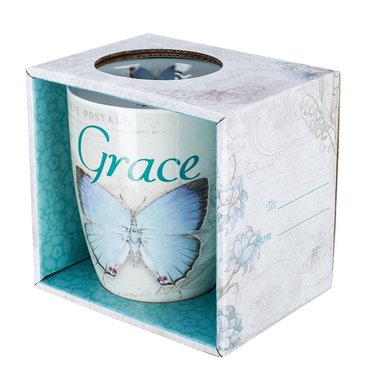 Mug Teal Butterfly Grace Eph. 2:8