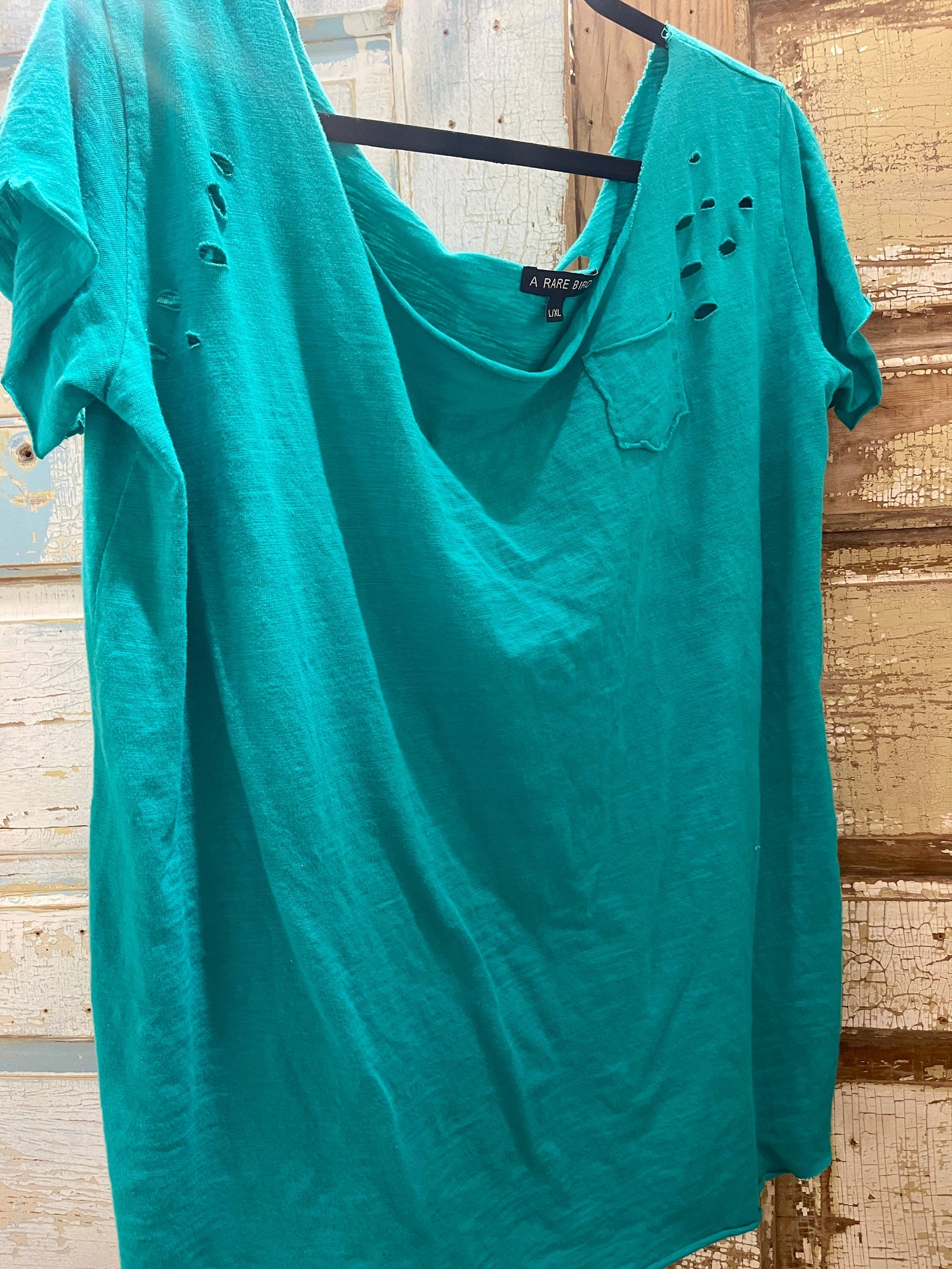 Teal Rip Tattered Shirt