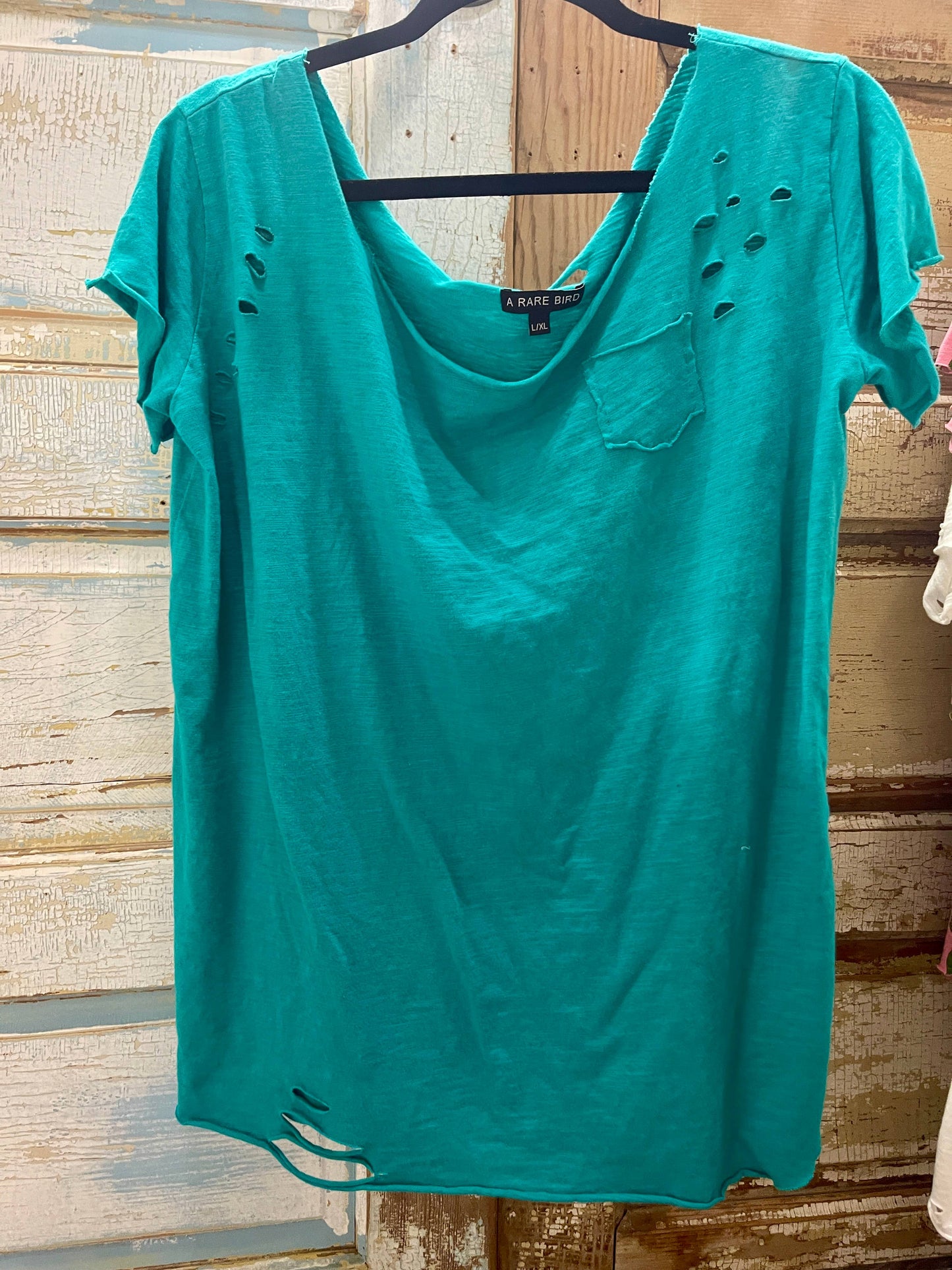 Teal Rip Tattered Shirt