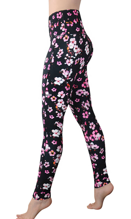 "Very Cherry" Printed High Waist Pocket Leggings, Yoga Pants with Pockets