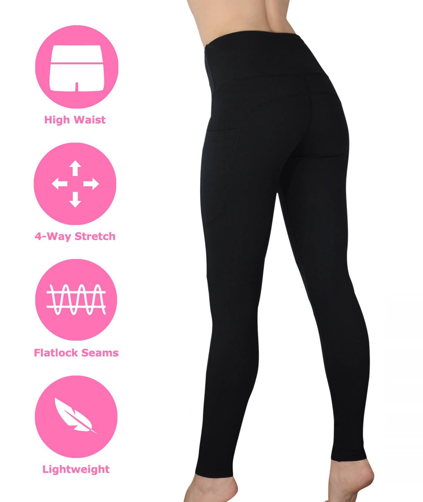 "Black Onyx" -  Solid Pocket Yoga Leggings for Women